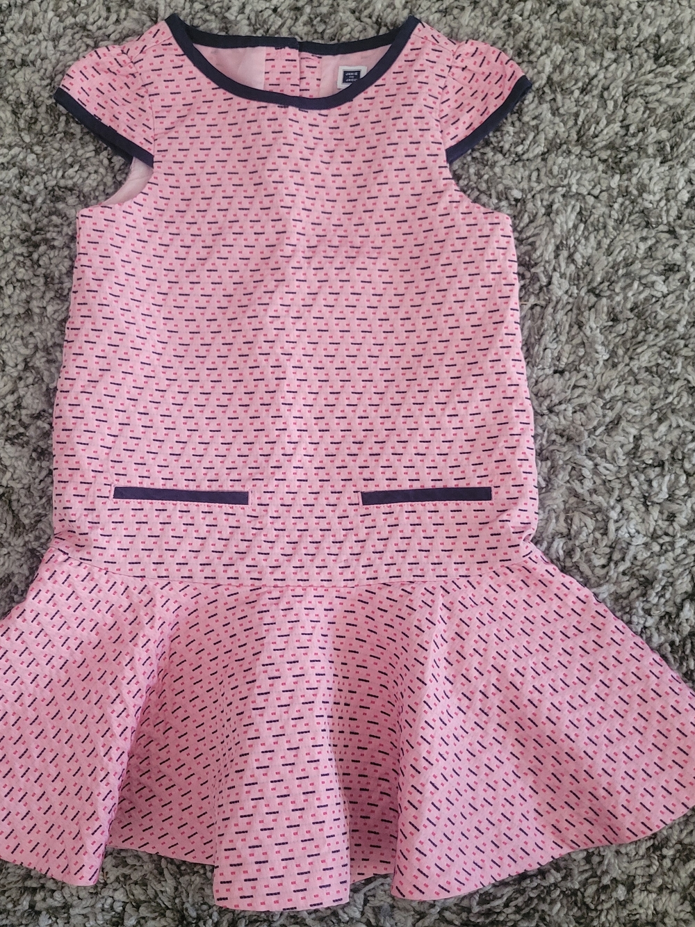 Janie and Jack Pink Dress with Navy Trim Size 4